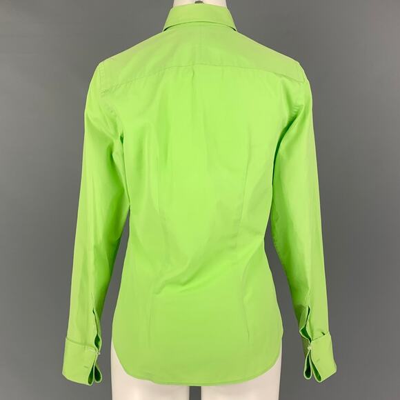RALPH LAUREN Collection Size 8 Chartreuse Cotton French Cuff Shirt - Picture 3 of 5